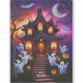 Spooky Spuk House Halloween Night Szene Aufkleber (Vorderseite)