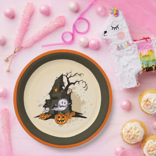 Spooky Spuk House Halloween Pappteller (Party)