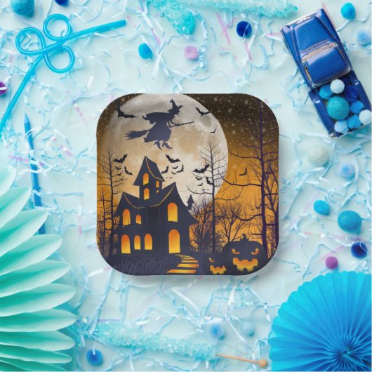 Spooky Spuk House Halloween Pappteller (Party)