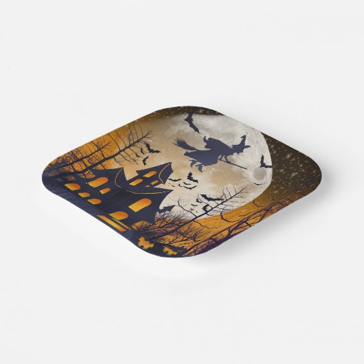 Spooky Spuk House Halloween Pappteller (Gewinkelt)