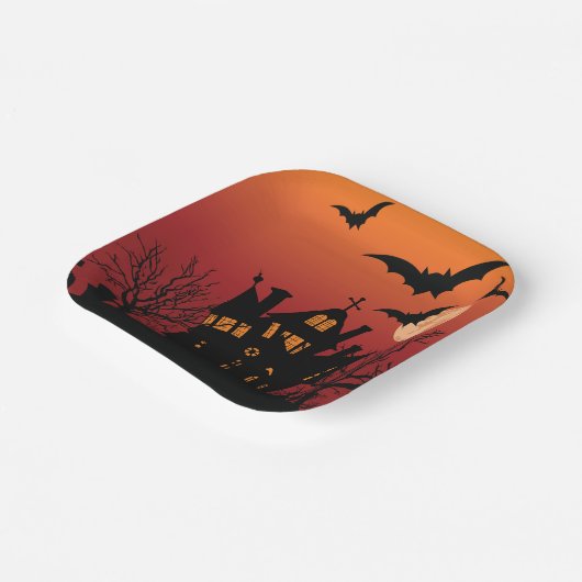 Spooky Spuk House Halloween Pappteller (Gewinkelt)