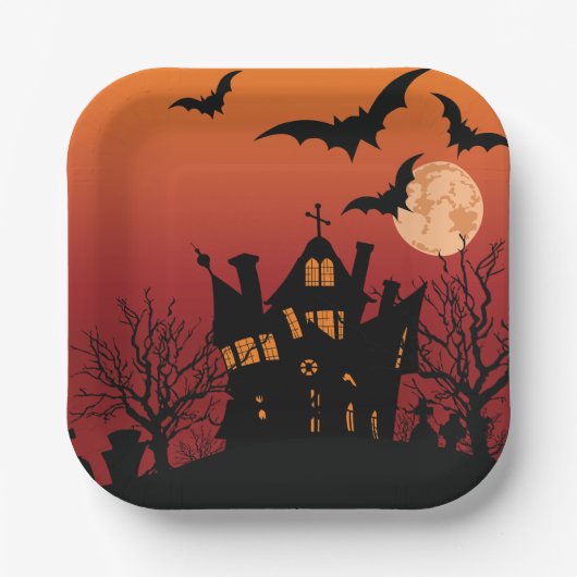 Spooky Spuk House Halloween Pappteller (Vorderseite)