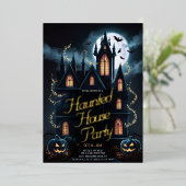 Spooky Spuk House Halloween-Party Custom Folieneinladung (Stehend vorne)