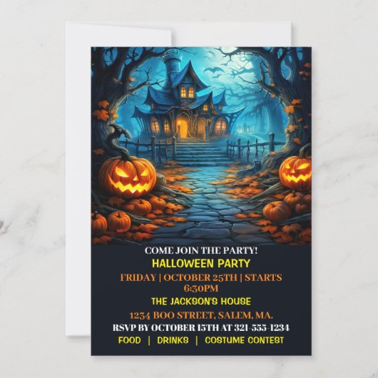 Spooky Spuk House Halloween-Party Einladungen (Vorderseite)