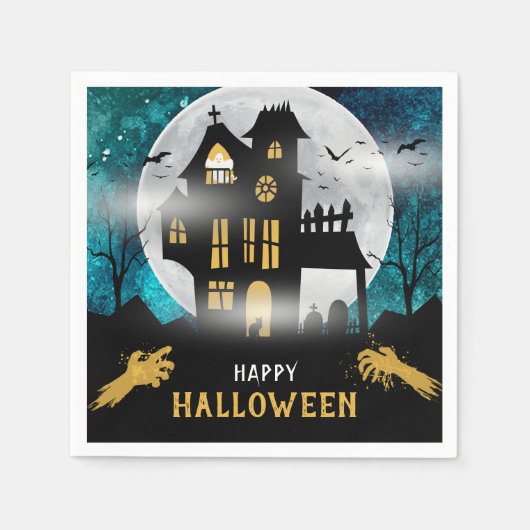 Spooky Spuk House Halloween-Party Serviette (Vorderseite)