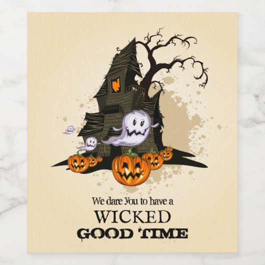 Spooky Spuk House Halloween Weinetikett (Einzelnes Label)