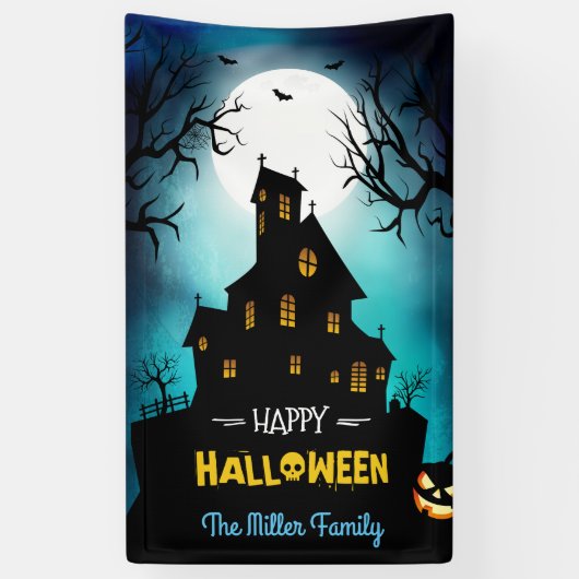 Spooky Spuk House Happy Halloween Party Banner (Vertikal)