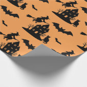 Spooky Spuk House & Hexe Silhouette | Geschenkpapier (Ecke)