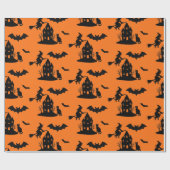 Spooky Spuk House & Hexe Silhouette | Geschenkpapier (Flach)