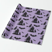 Spooky Spuk House & Hexe Silhouette | Geschenkpapier (Ungerollt)