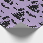 Spooky Spuk House & Hexe Silhouette | Geschenkpapier (Ecke)