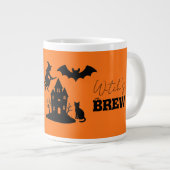 Spooky Spuk House & Hexe Silhouette | Jumbo-Tasse (Vorderseite Rechts)