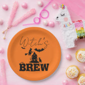 Spooky Spuk House & Hexe Silhouette | Pappteller (Party)