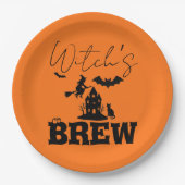 Spooky Spuk House & Hexe Silhouette | Pappteller (Vorderseite)