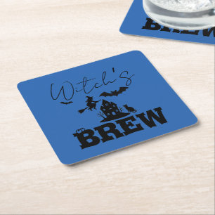 Spooky Spuk House & Hexe Silhouette   Rechteckiger Pappuntersetzer