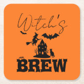 Spooky Spuk House & Hexe Silhouette | Rechteckiger Pappuntersetzer (Vorderseite)