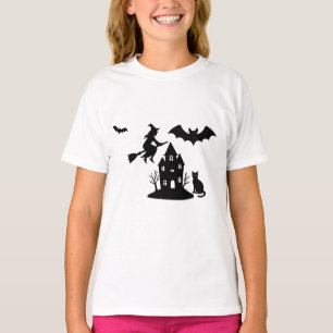 Spooky Spuk House & Hexe Silhouette T-Shirt