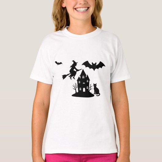 Spooky Spuk House & Hexe Silhouette | T-Shirt (Vorderseite)