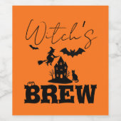 Spooky Spuk House & Hexe Silhouette | Weinetikett (Einzelnes Label)