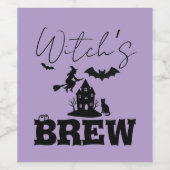Spooky Spuk House & Hexe Silhouette | Weinetikett (Einzelnes Label)