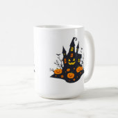 Spooky Spuk House & Jack-O'-Lantern Illustration Kaffeetasse (VorderseiteRechts)