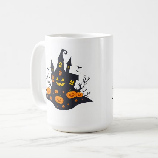 Spooky Spuk House & Jack-O'-Lantern Illustration Kaffeetasse (Vorderseite Links)