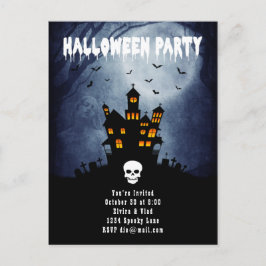 Spooky Spuk House mit Blue Ghost Postkarte