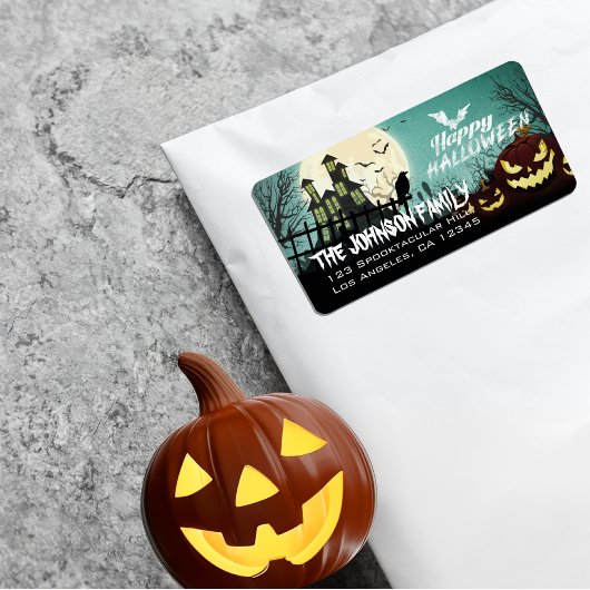 Spooky Spuk House Night Sky Halloween-Adresse Adressaufkleber