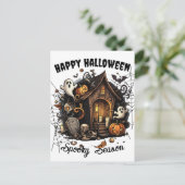 🎃 Spooky Spuk House Postcard - WEISSE 👻 🕷️ Postkarte (Stehend Vorderseite)