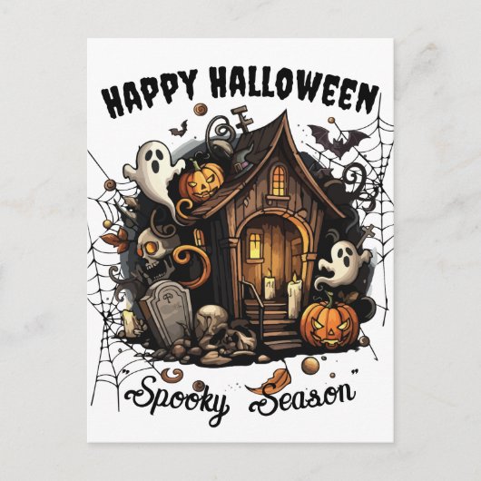 🎃 Spooky Spuk House Postcard - WEISSE 👻 🕷️ Postkarte (Vorderseite)