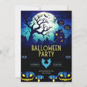 Spooky Spuk House & Pumpkins Halloween-Party Einladung (Vorderseite)