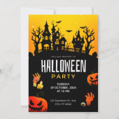 Spooky Spuk House & Pumpkins Halloween-Party Einladung (Vorderseite)