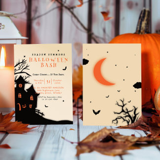 Spooky Spuk Mansion Black Design Halloween Einladung