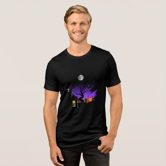Spooky Spuk Night Halloween Tri-Blend Shirt (Vorderseite voll)