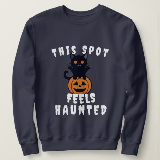 Spooky Spuk Print Halloween Pumpkin & Black Cat Sweatshirt (Design vorne)