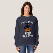Spooky Spuk Print Halloween Pumpkin & Black Cat Sweatshirt (Vorne ganz)