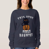 Spooky Spuk Print Halloween Pumpkin & Black Cat Sweatshirt (Vorderseite)