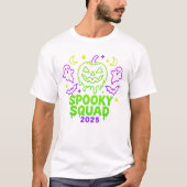 Spooky Squad 2025 Halloween Neon Ghost Pumpkin T-Shirt (Vorderseite)