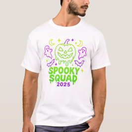 Spooky Squad 2025 Halloween Neon Ghost Pumpkin T-Shirt