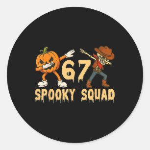 Spooky Squad Kürbis 67 Halloween Meme 6 7 Zahlen Runder Aufkleber