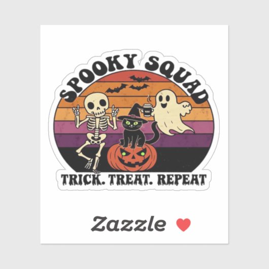 Spooky Squad Retro Halloween Design (Black Text) � Aufkleber (Blatt)