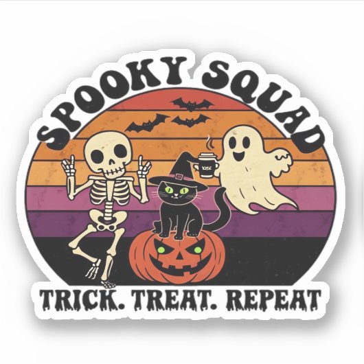 Spooky Squad Retro Halloween Design (Black Text) � Aufkleber (Vorderseite)