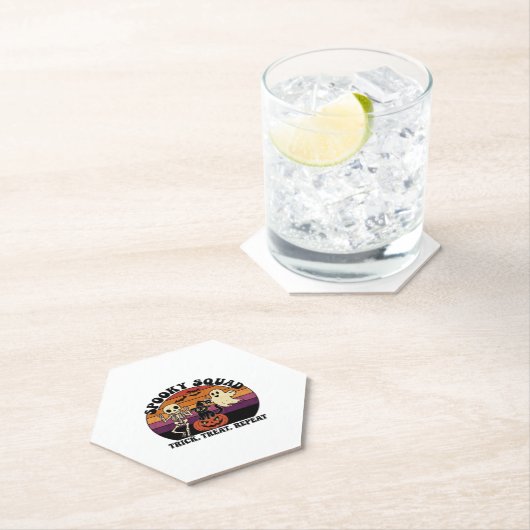 Spooky Squad Retro Halloween Design (Black Text) � Untersetzer (Vor Ort)