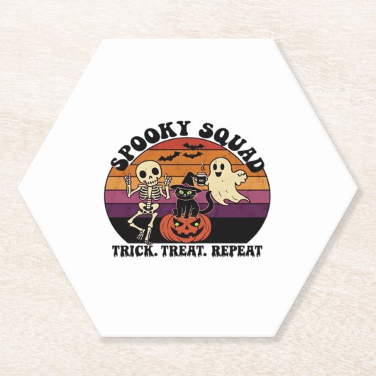 Spooky Squad Retro Halloween Design (Black Text) � Untersetzer (Vorderseite)