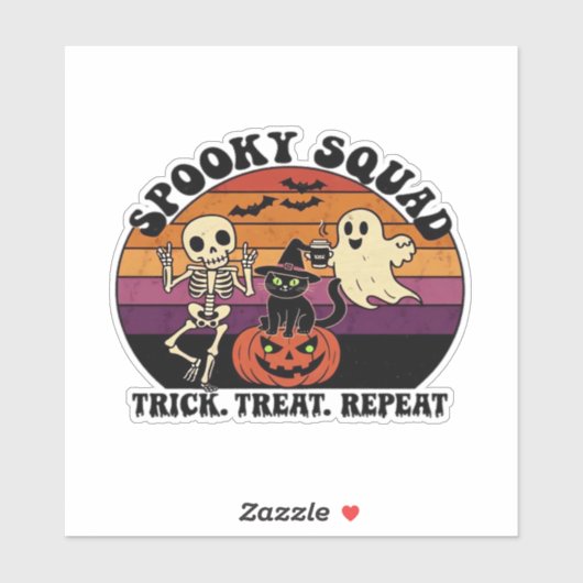 Spooky Squad Retro Halloween Design (Schwarzer Tex Aufkleber (Blatt)
