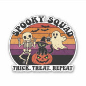 Spooky Squad Retro Halloween Design (Schwarzer Tex Aufkleber (Vorderseite)
