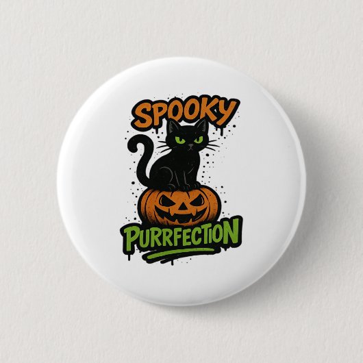 Spooky Squad Retro Halloween Design (Schwarzer Tex Button (Vorderseite)