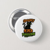 Spooky Squad Retro Halloween Design (Schwarzer Tex Button (Vorne & Hinten)