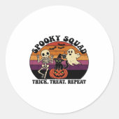 Spooky Squad Retro Halloween Design (Schwarzer Tex Runder Aufkleber (Vorderseite)