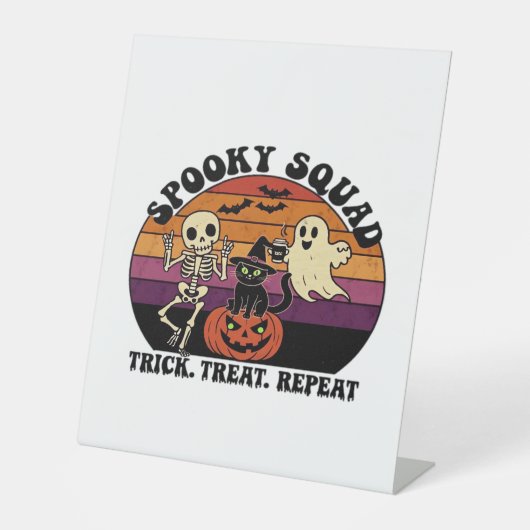 Spooky Squad Retro-Halloween-Design (Schwarzer Tex Sockelschild (Vorderseite)